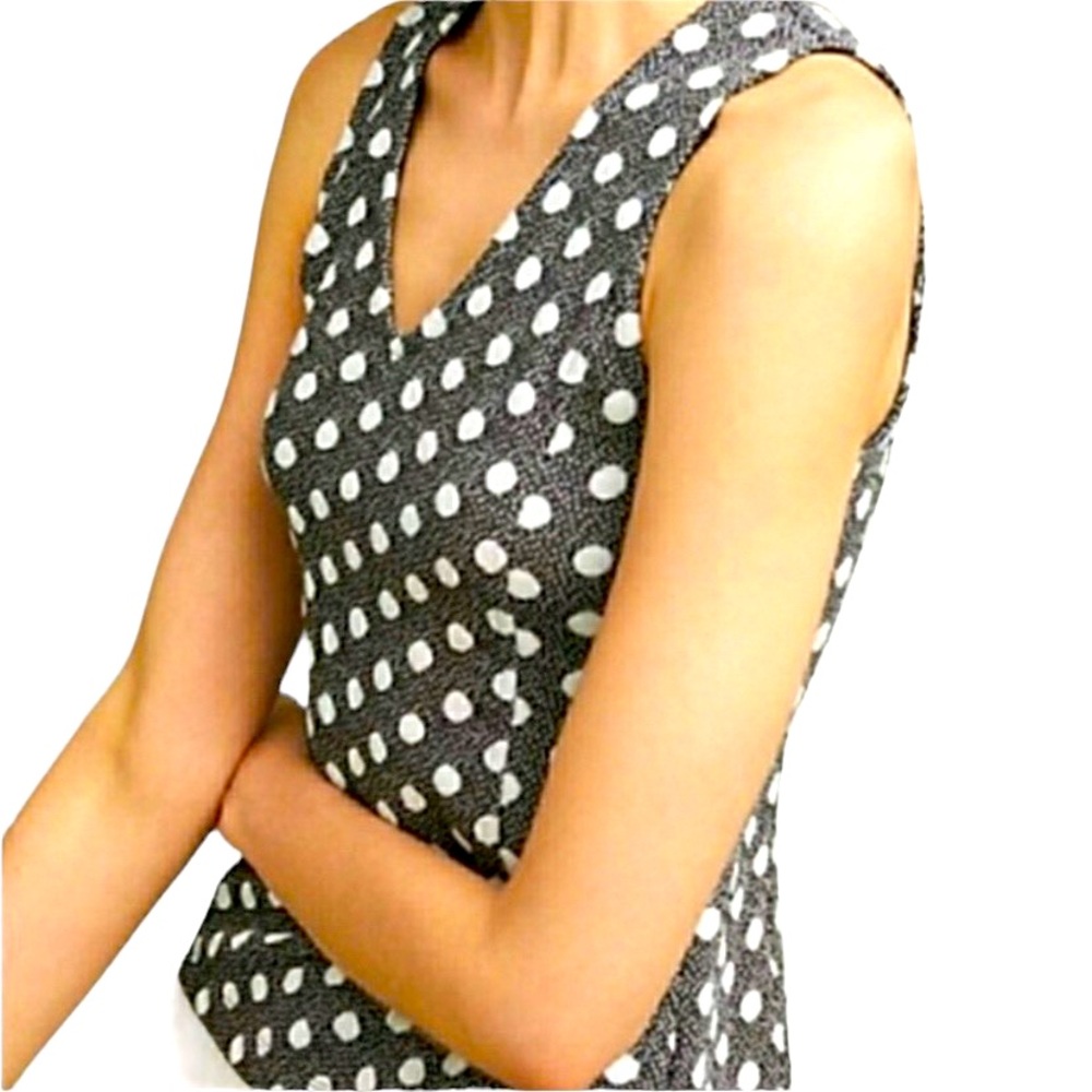 Anthropologie Maeve Black & White Polka Dot Sleeveless Top, Size Small